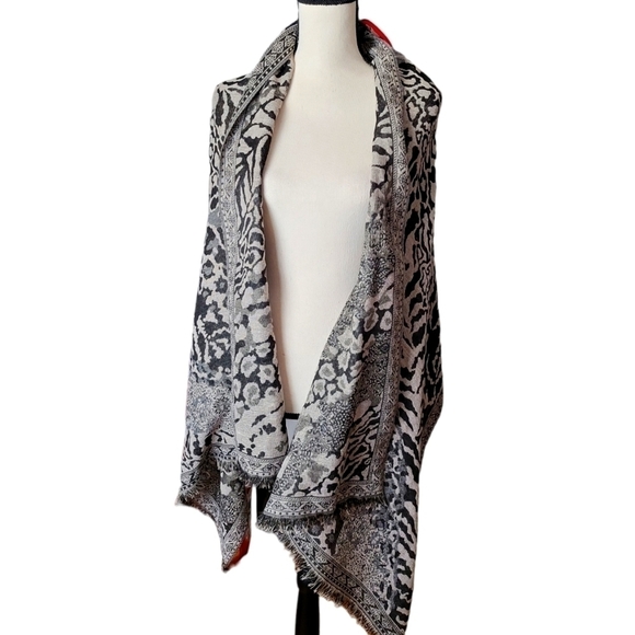 Modern Expressions Black & Taupe Animal Print Wrap Scarf - Picture 5 of 7